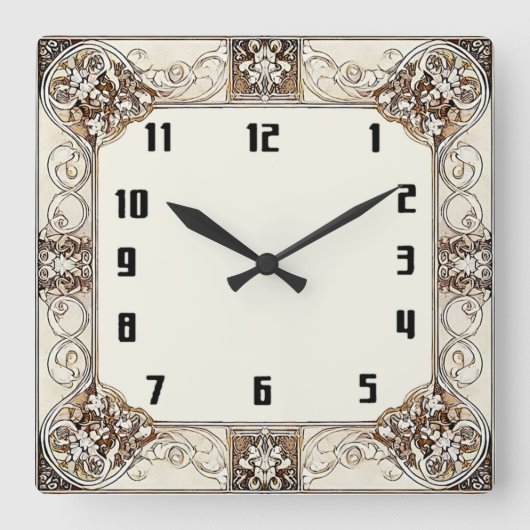 Art Deco Quadratische Wanduhr (Vorderseite)
