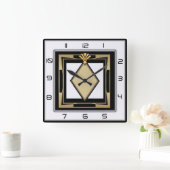 Art Deco Quadratische Wanduhr (Zuhause)