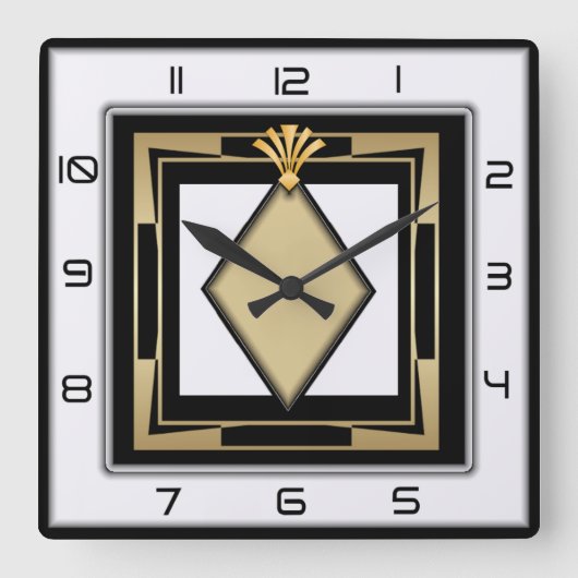 Art Deco Quadratische Wanduhr (Vorderseite)