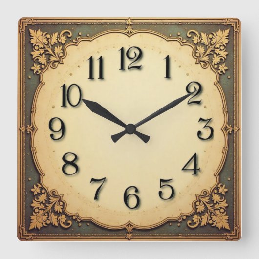 Art Deco Quadratische Wanduhr (Vorderseite)