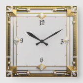 Art Deco Quadratische Wanduhr (Vorderseite)