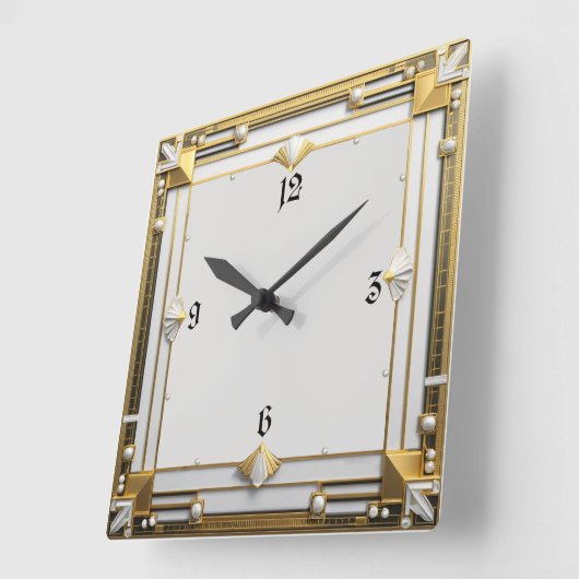 Art Deco Quadratische Wanduhr (Winkel)