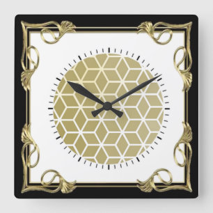 Art Deco Quadratische Wanduhr