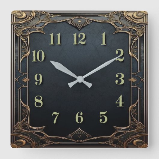 Art Deco Quadratische Wanduhr (Vorderseite)