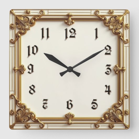 Art Deco Quadratische Wanduhr (Vorderseite)