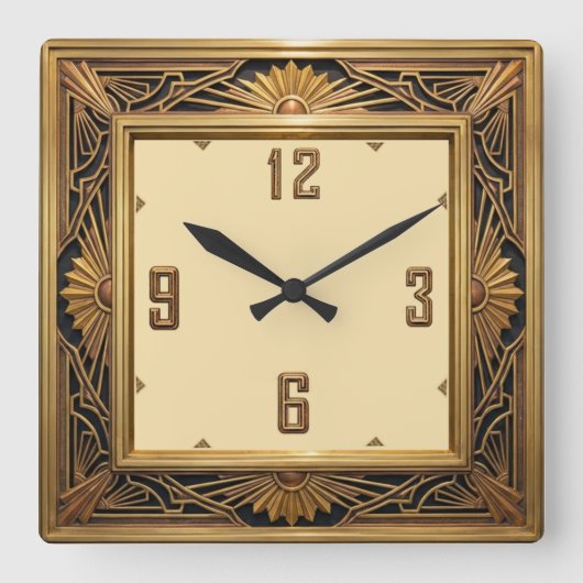 Art Deco Quadratische Wanduhr (Vorderseite)