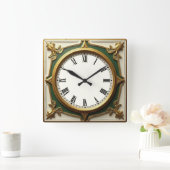 Art Deco Quadratische Wanduhr (Zuhause)