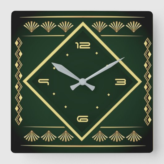 Art Deco Quadratische Wanduhr (Vorderseite)