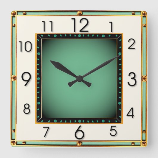 Art Deco Quadratische Wanduhr (Vorderseite)
