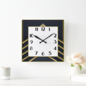 Art Deco Quadratische Wanduhr (Zuhause)