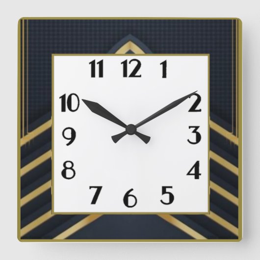 Art Deco Quadratische Wanduhr (Vorderseite)