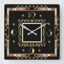 Art Deco Quadratische Wanduhr