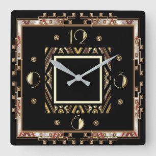 Art Deco Quadratische Wanduhr