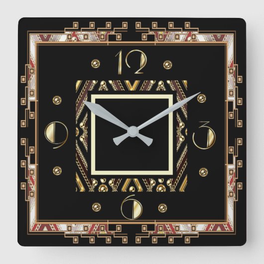 Art Deco Quadratische Wanduhr (Vorderseite)