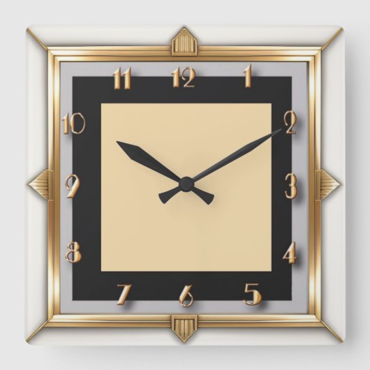 Art Deco Quadratische Wanduhr (Vorderseite)
