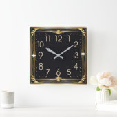 Art Deco Quadratische Wanduhr (Zuhause)