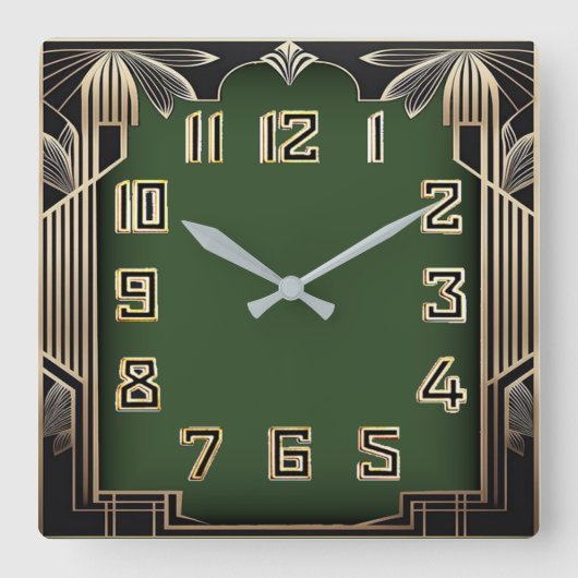 Art Deco Quadratische Wanduhr (Vorderseite)