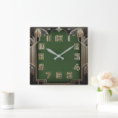 Art Deco Quadratische Wanduhr (Zuhause)