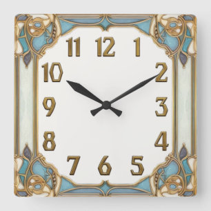 Art Deco Quadratische Wanduhr