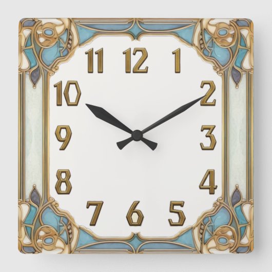 Art Deco Quadratische Wanduhr (Vorderseite)