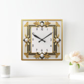 Art Deco Quadratische Wanduhr (Zuhause)