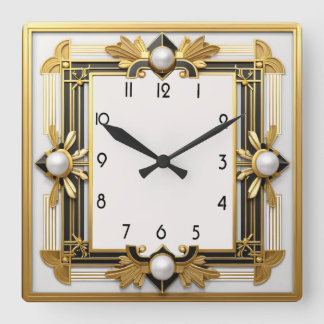 Art Deco Quadratische Wanduhr