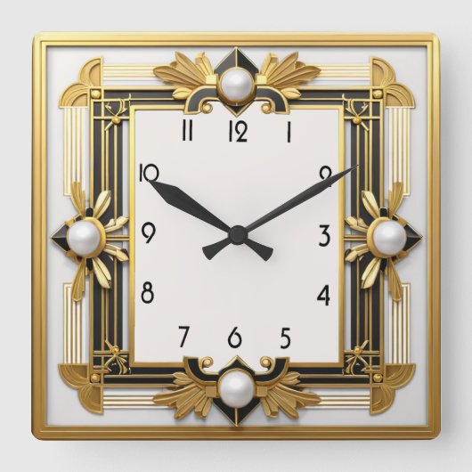 Art Deco Quadratische Wanduhr (Vorderseite)