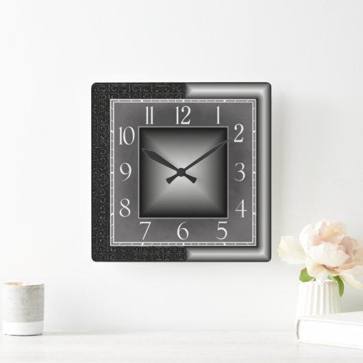Art Deco Quadratische Wanduhr (Zuhause)