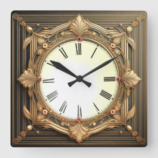 Art Deco Quadratische Wanduhr
