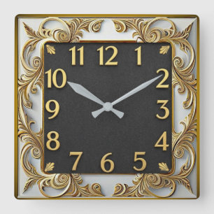 Art Deco Quadratische Wanduhr