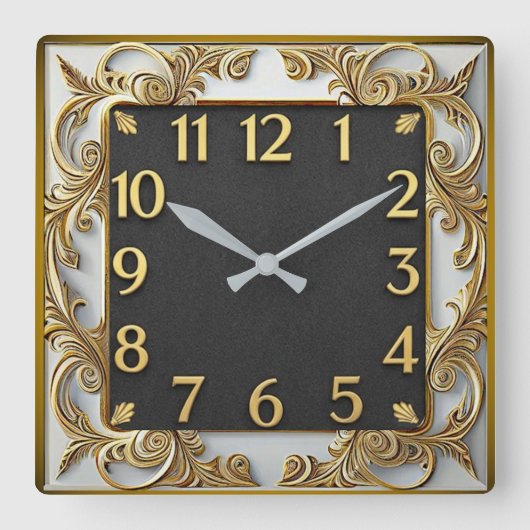 Art Deco Quadratische Wanduhr (Vorderseite)