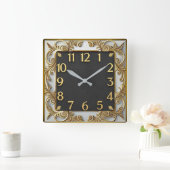 Art Deco Quadratische Wanduhr (Zuhause)