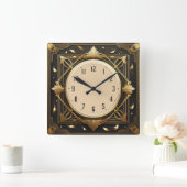 Art Deco Quadratische Wanduhr (Zuhause)