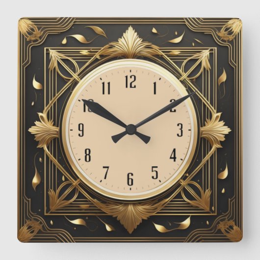 Art Deco Quadratische Wanduhr (Vorderseite)