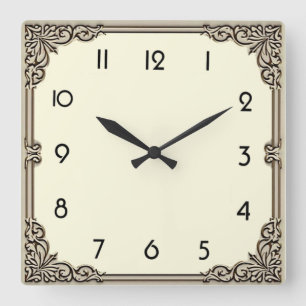 Art Déco Quadratische Wanduhr