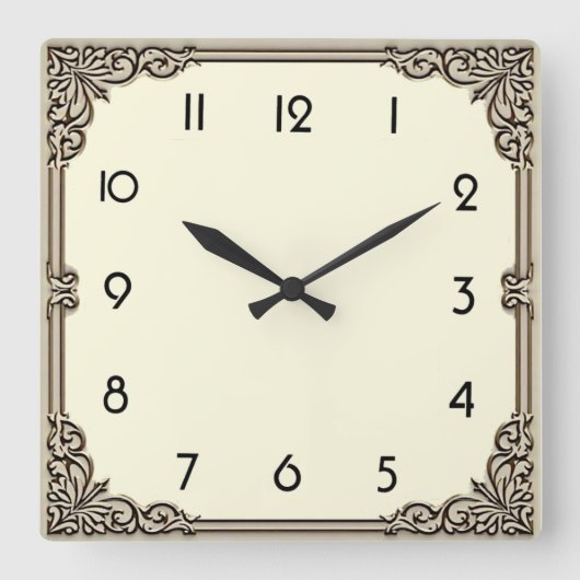 Art Déco Quadratische Wanduhr (Vorderseite)