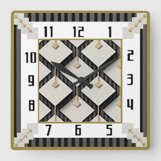Art Deco Quadratische Wanduhr (Vorderseite)
