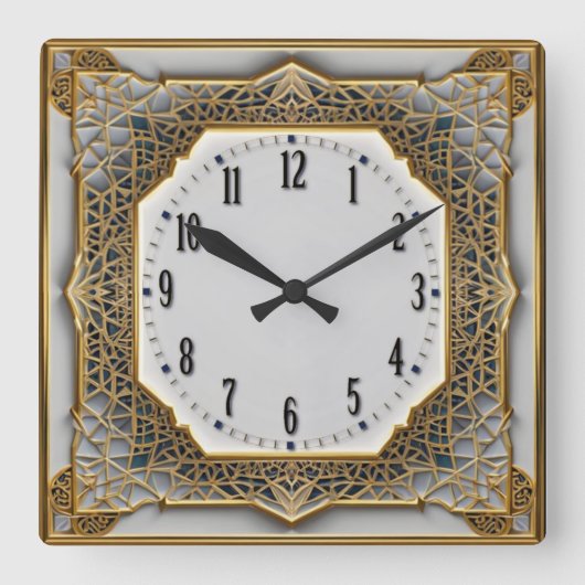 Art Deco Quadratische Wanduhr (Vorderseite)