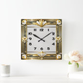 Art Deco Quadratische Wanduhr (Zuhause)