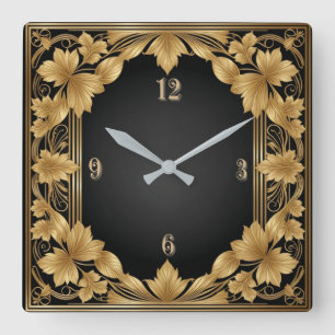 Art Deco Quadratische Wanduhr