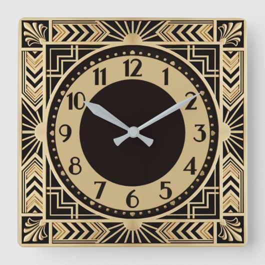 Art Deco Quadratische Wanduhr (Vorderseite)