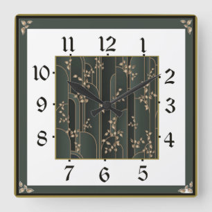 Art Deco Quadratische Wanduhr