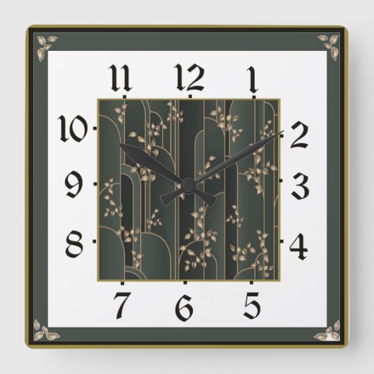 Art Deco Quadratische Wanduhr (Vorderseite)