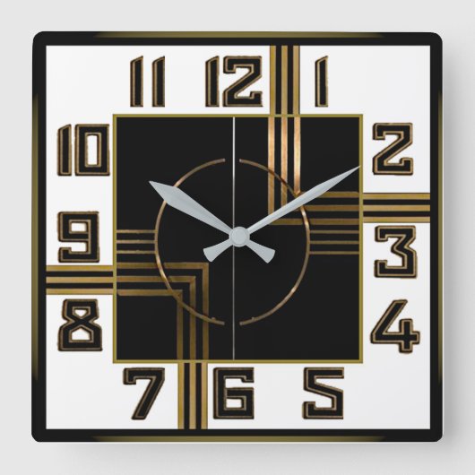 Art Deco Quadratische Wanduhr (Vorderseite)