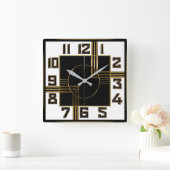 Art Deco Quadratische Wanduhr (Zuhause)