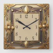 Art Deco Quadratische Wanduhr (Vorderseite)