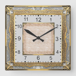 Art Deco Quadratische Wanduhr