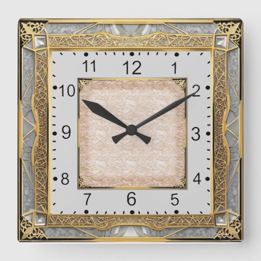 Art Deco Quadratische Wanduhr (Vorderseite)
