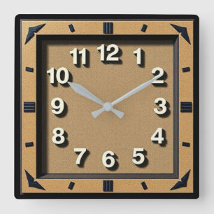 Art Deco Quadratische Wanduhr