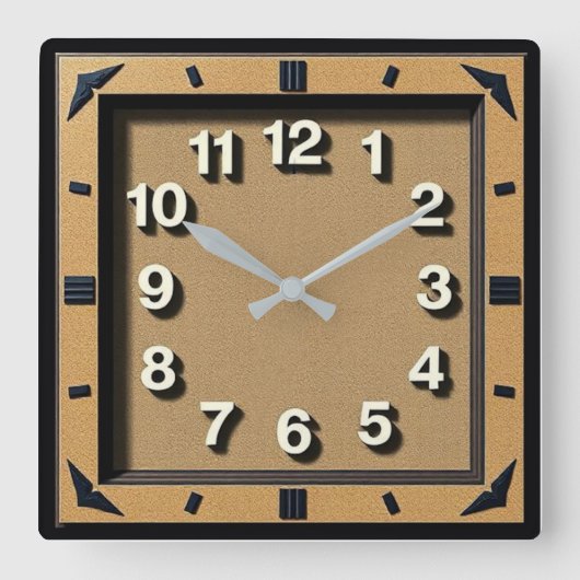 Art Deco Quadratische Wanduhr (Vorderseite)